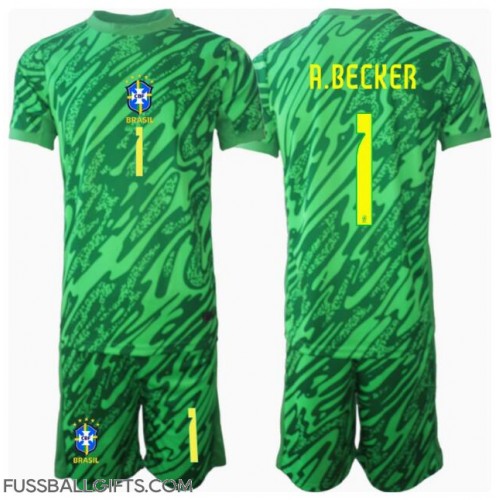 Brasilien Alisson Becker #1 Torwart Fußballbekleidung Heimtrikot Kinder Copa America 2024 Kurzarm (+ kurze hosen)